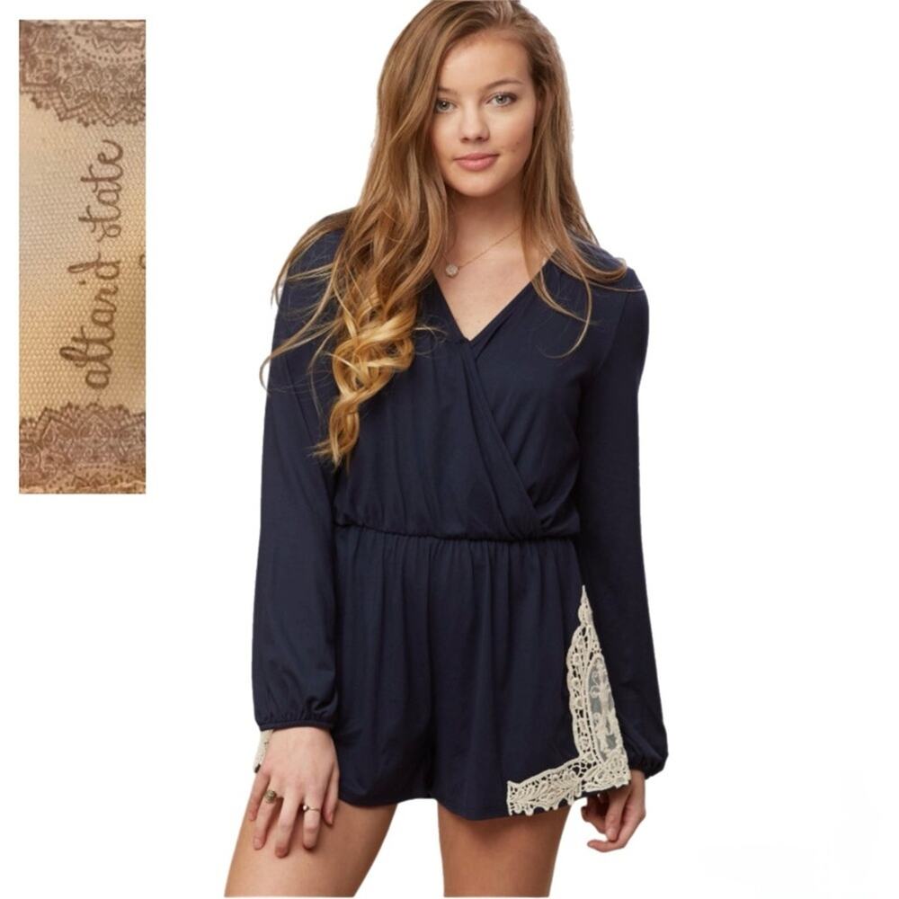 Altar'd State Outrageous Romper Blue Size Small